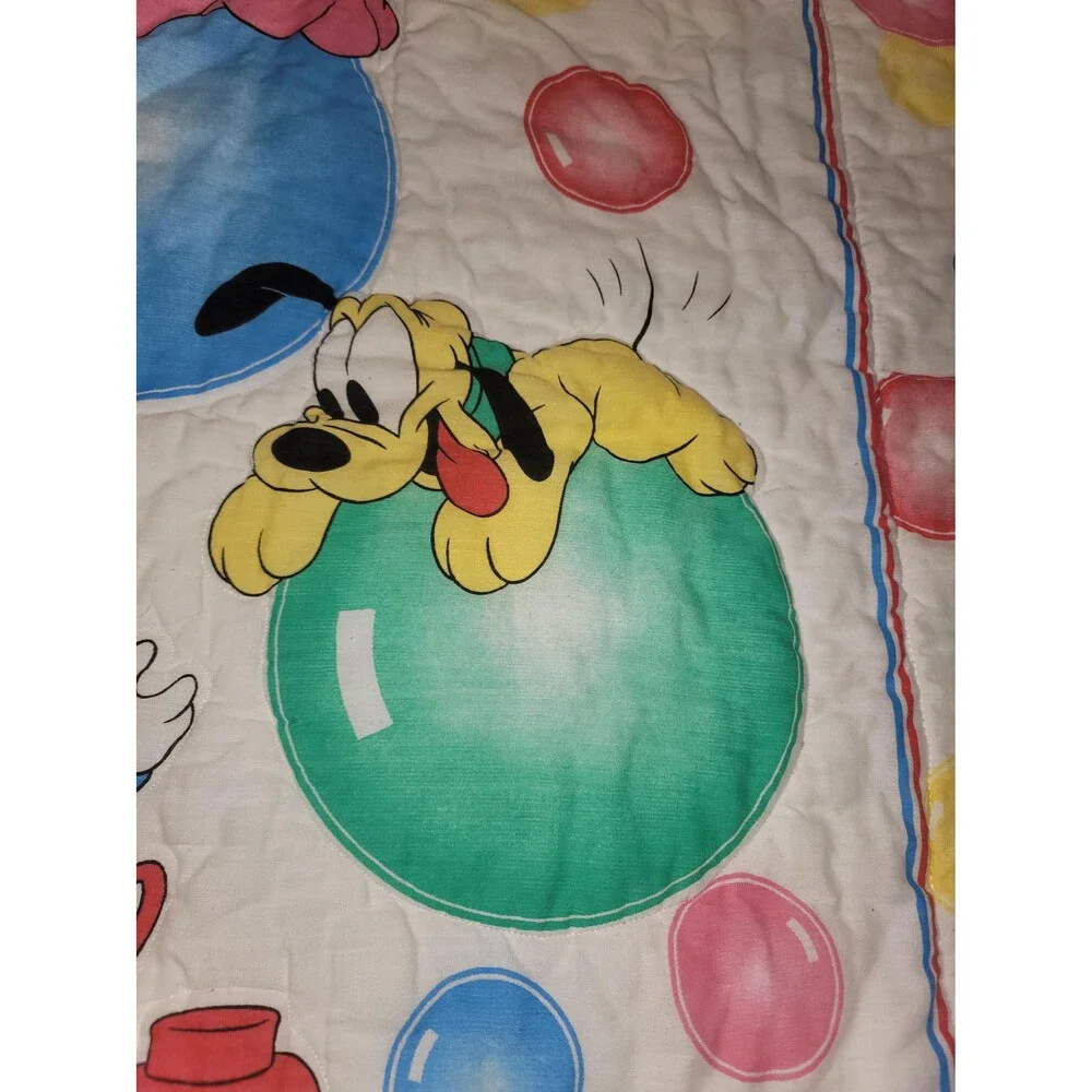 Vintage Disney Mickey Minnie Pluto Baby Crib Comforter 1980s